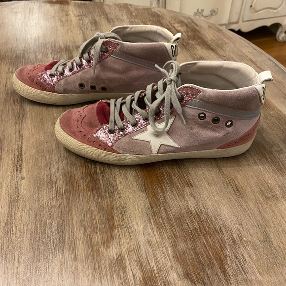 Rare Unicorn Pink Red Glitter Golden Goose Midstars Size 40 - Picture 3 of 7